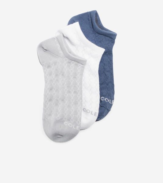 Women's 3-Pair Diamond Textured Super Soft Low Cut Socks in White | Cole Haan