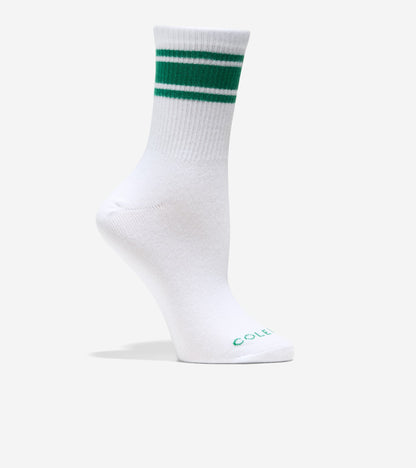 Women's Varsity Stripe Mid Crew Socks in White | Cole Haan