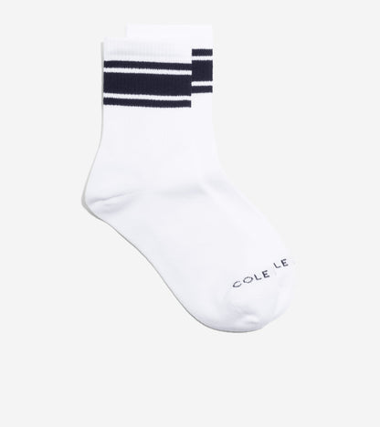 Women's Varsity Stripe Mid Crew Socks in White | Cole Haan