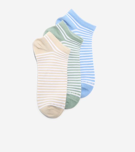 Women's 3-Pair Textured Stripe Super Soft Low Cut Socks in Green | Cole Haan