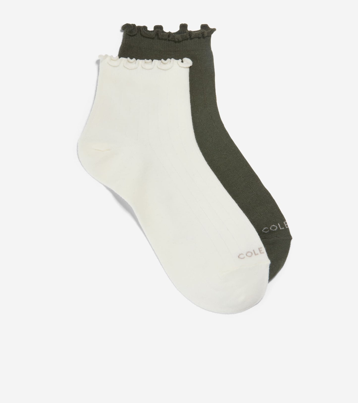 Women's 2-Pair Ruffle Quarter Socks in Green | Cole Haan