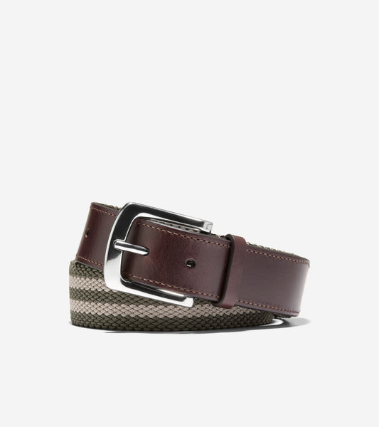 Men's 35MM Striped Canvas Stretch Belt in Brown | Cole Haan