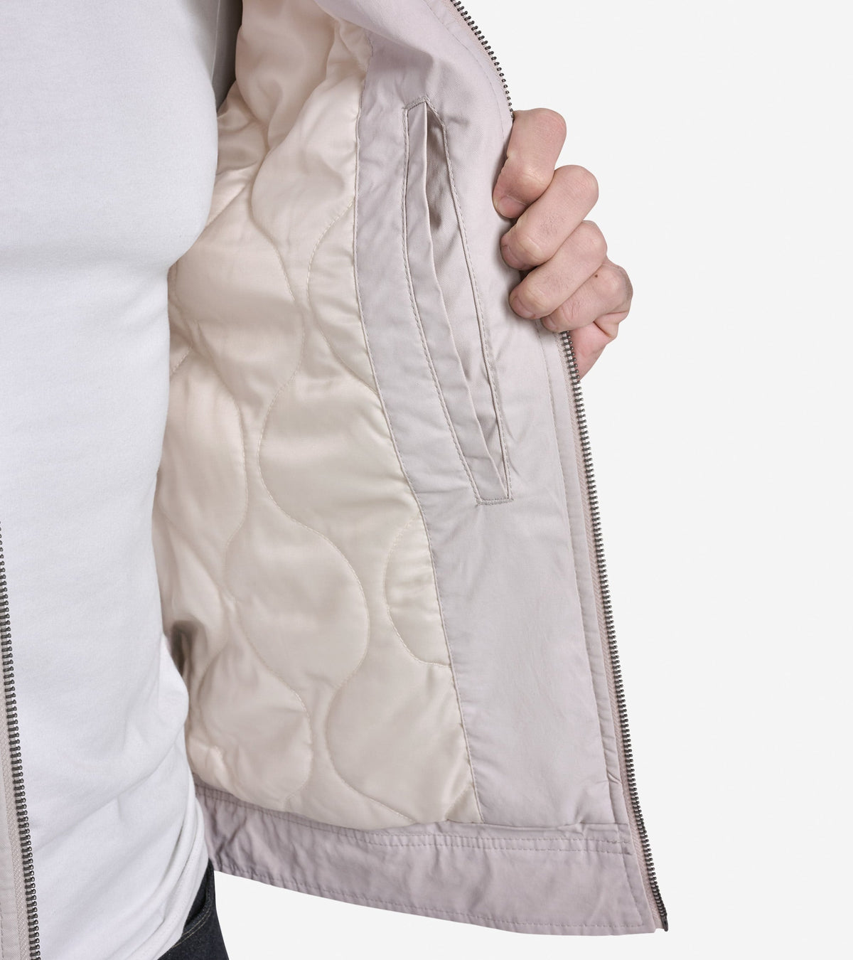 Men's Coated Cotton Trucker Jacket with Corduroy in Beige | Cole Haan