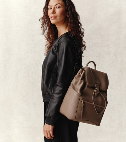 Women's Alexandria Flap Medium Backpack in Beige | Cole Haan