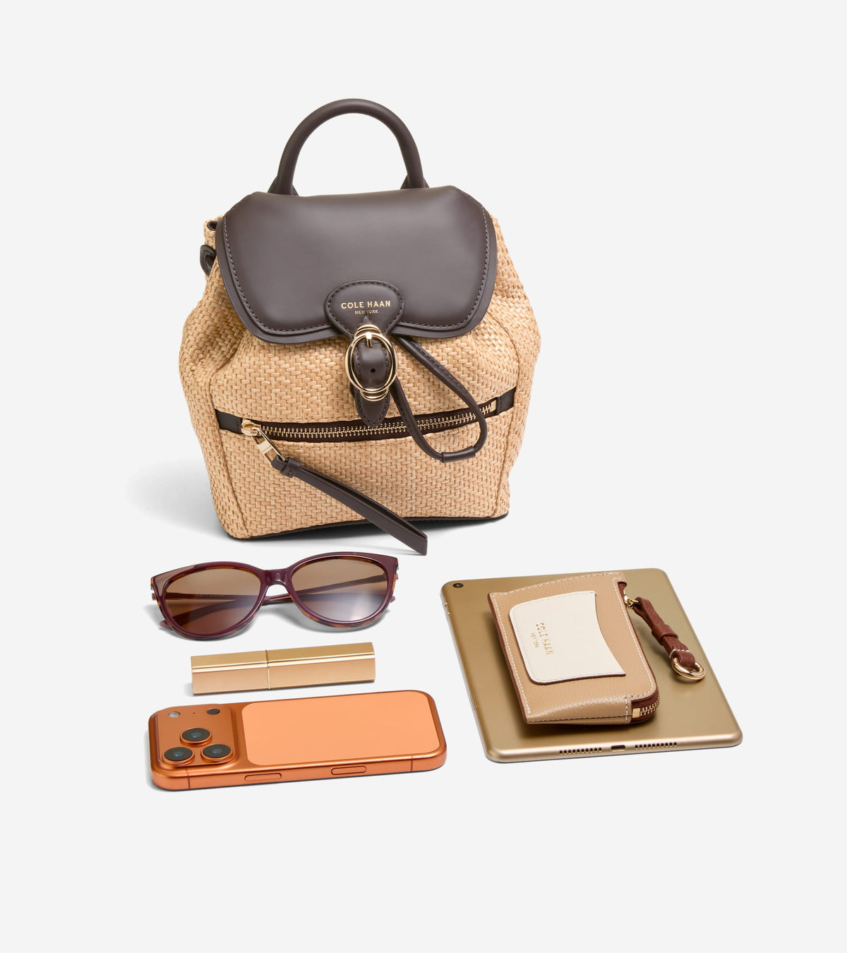 Women's Alexandria Flap Small Backpack in Beige | Cole Haan