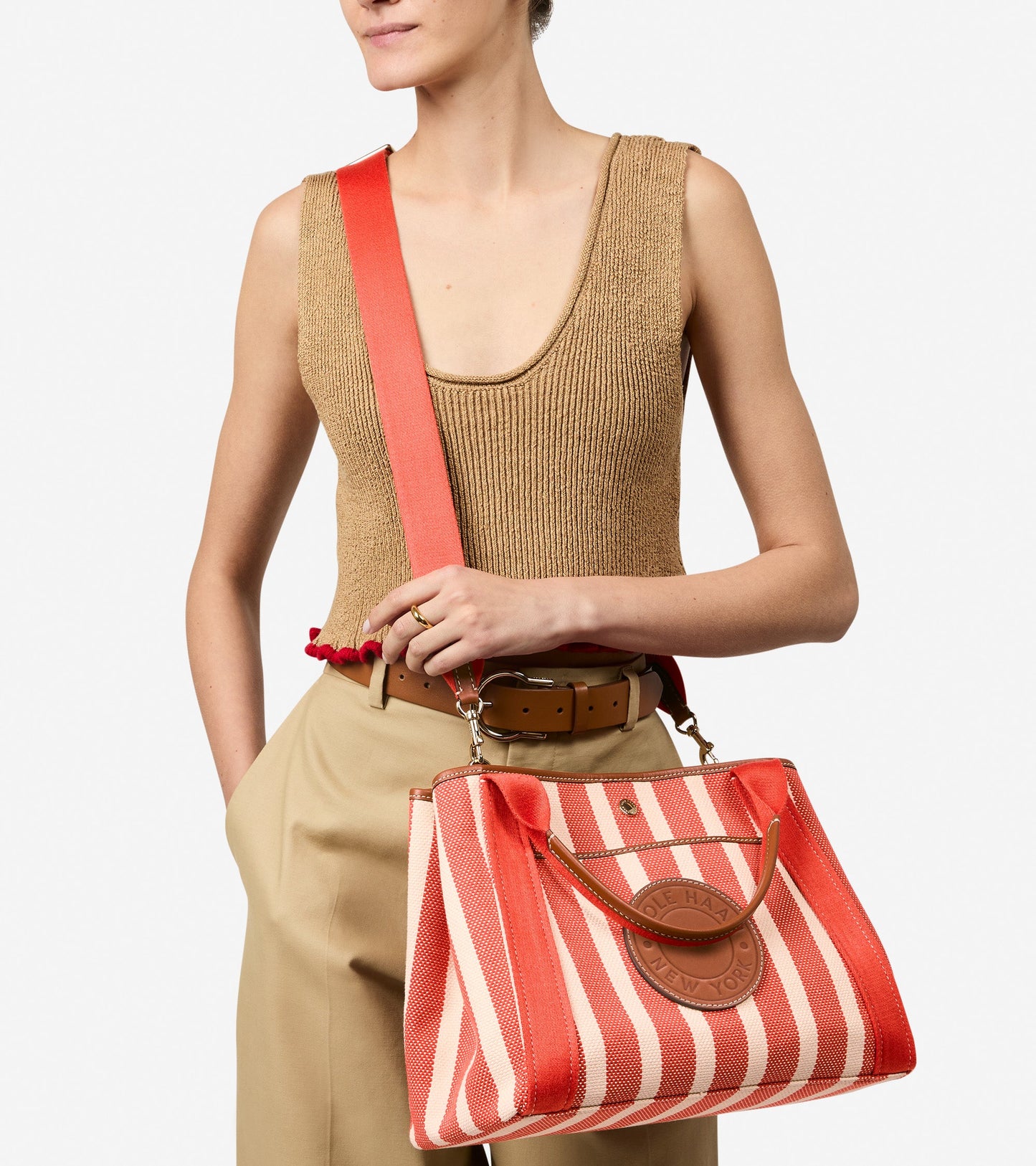 Women's Amagansett Canvas Tote Bag in Red | Cole Haan