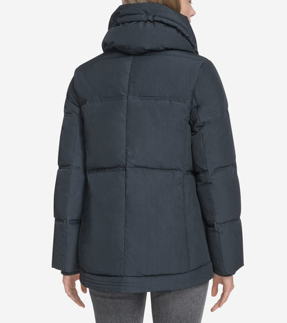 Women's Twill Nylon Down Jacket with Trapunto Stitch Details in Black | Cole Haan