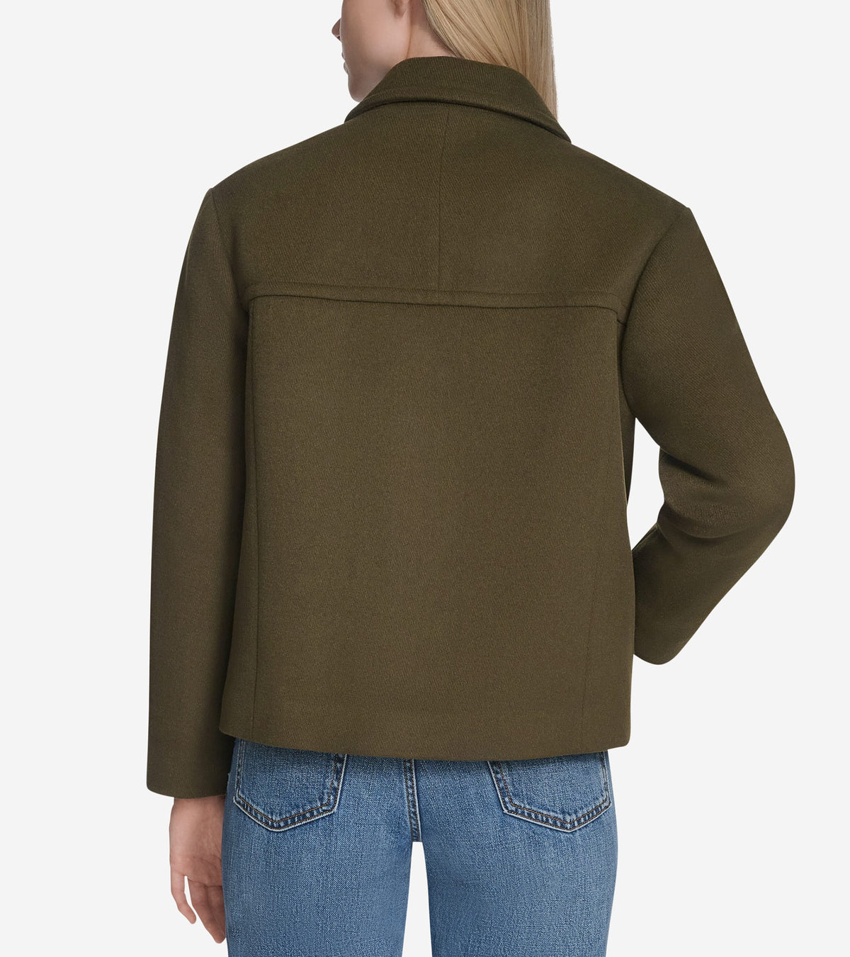 Women's Short Boxy Twill Wool Jacket in Green | Cole Haan