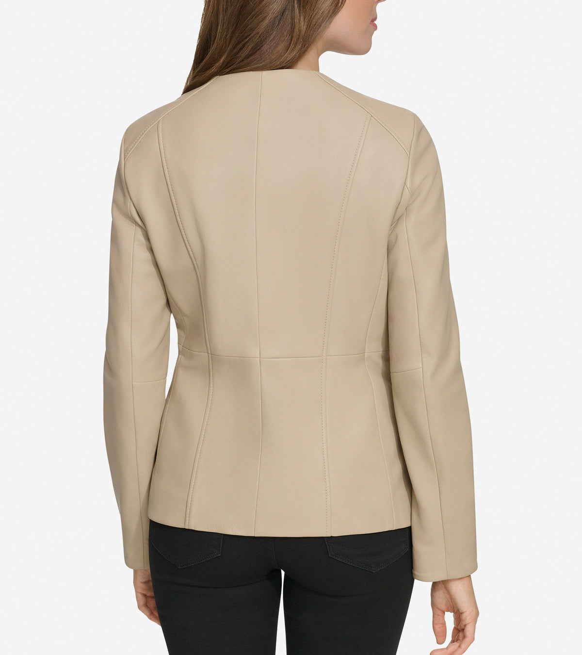 Women's Collarless Leather Jacket in Beige | Cole Haan