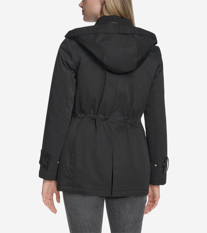 Women's Insulated Twill Rain Parka in Black | Cole Haan