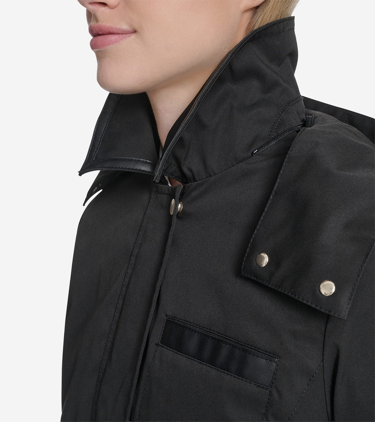 Women's Insulated Twill Rain Parka in Black | Cole Haan
