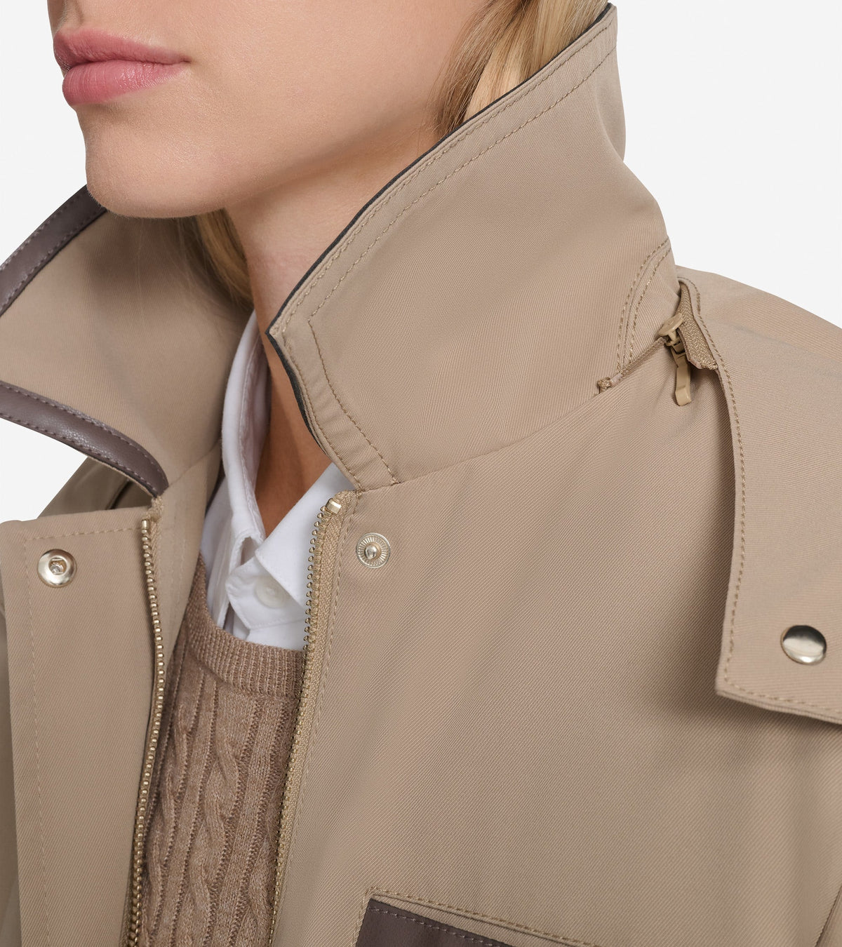 Women's Insulated Twill Rain Parka in Beige | Cole Haan