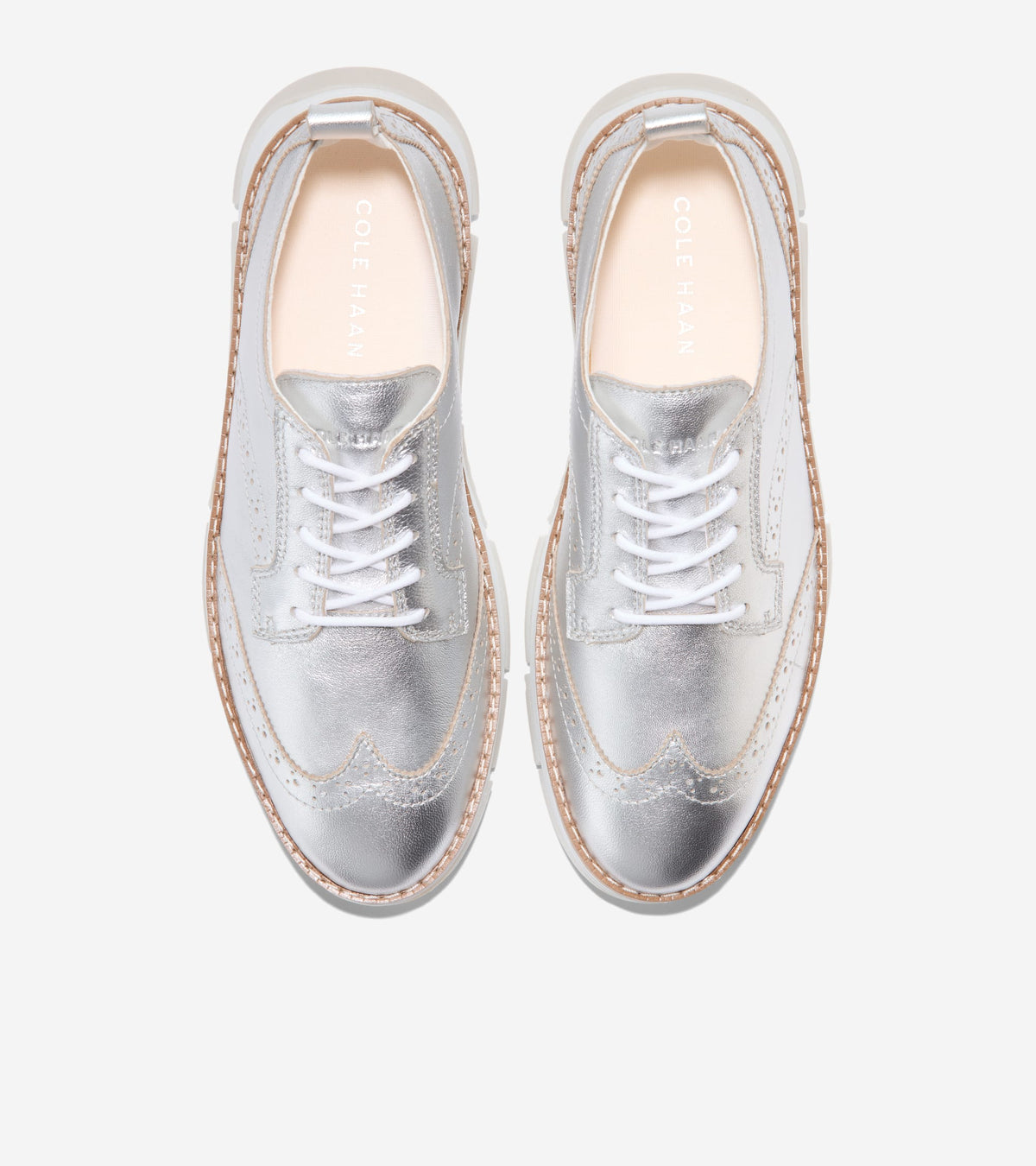Women's ZERØGRAND Rella Wingtip Oxfords in Silver | Cole Haan