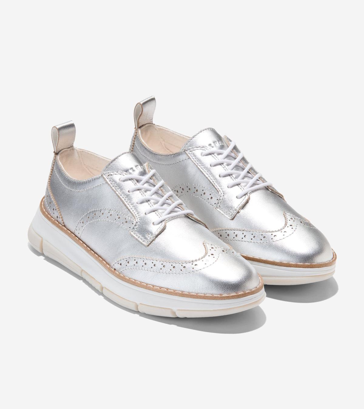 Women's ZERØGRAND Rella Wingtip Oxfords in Silver | Cole Haan