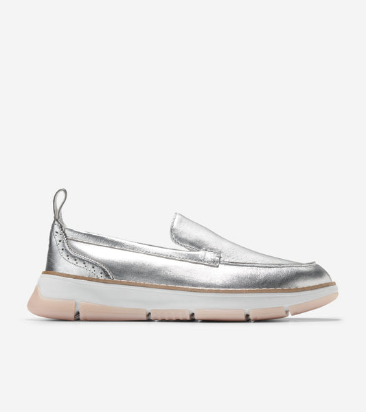 Women's ZERØGRAND Rella Venetian Loafers in Silver | Cole Haan