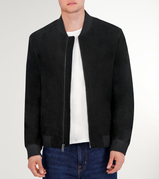 Men's Zip-up Suede Jacket in Black | Cole Haan