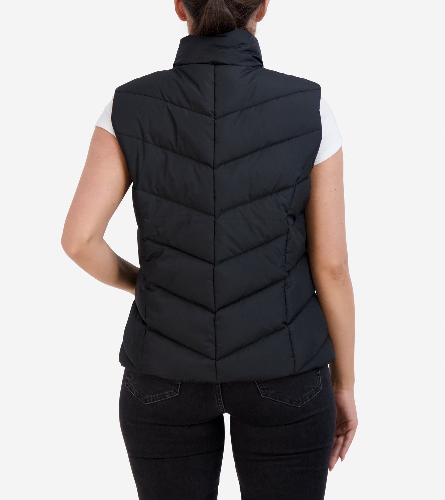 Women's Chevron Zip Front Vest in Black | Cole Haan