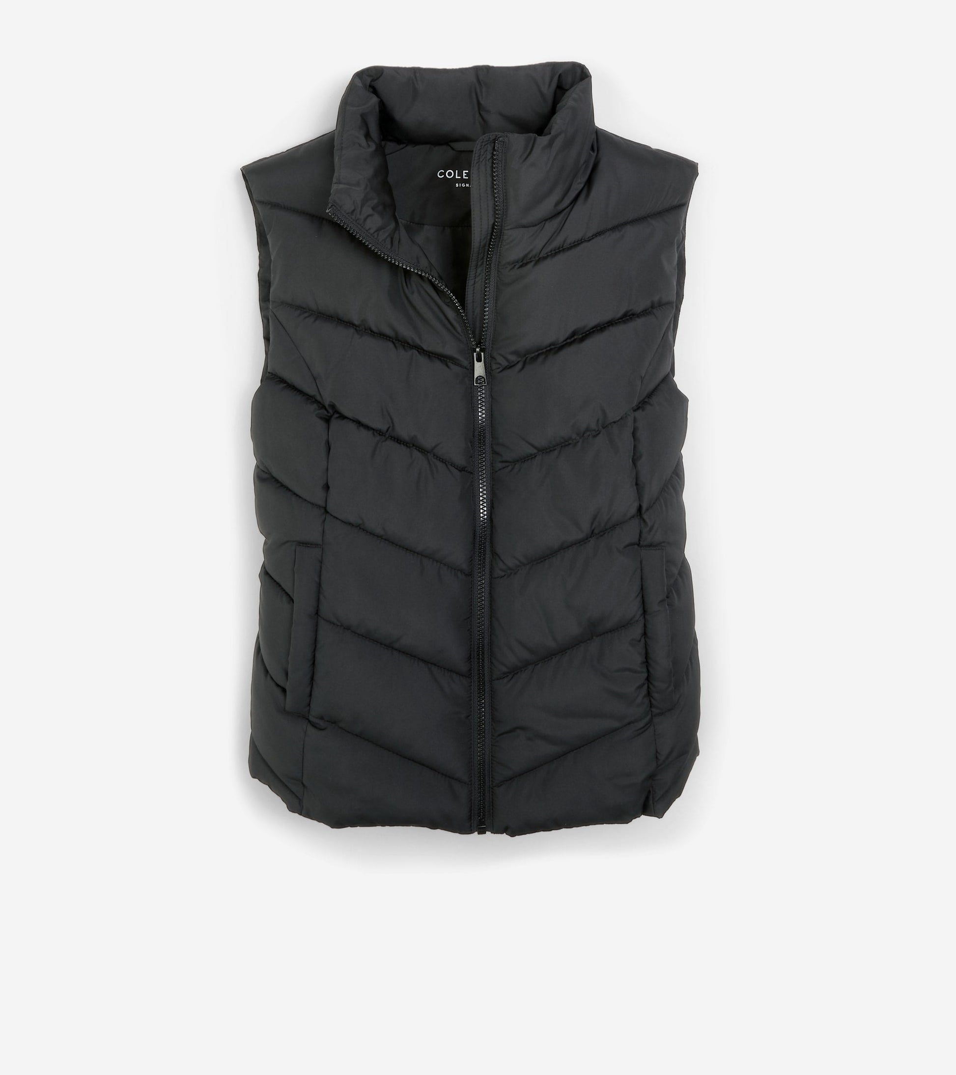 Women's Chevron Zip Front Vest in Black | Cole Haan