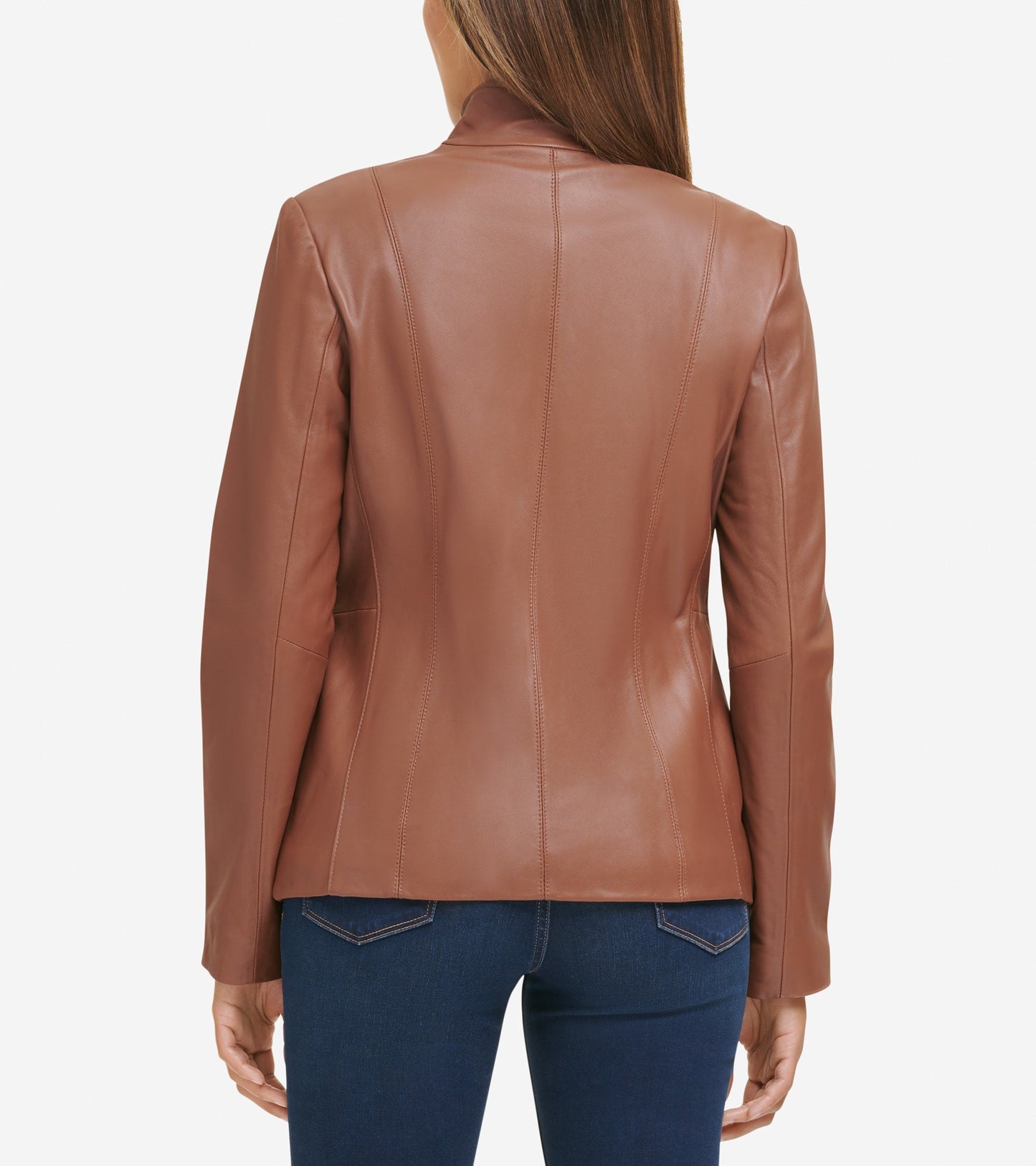 Women's Wing Collar Leather Jacket in Brown | Cole Haan