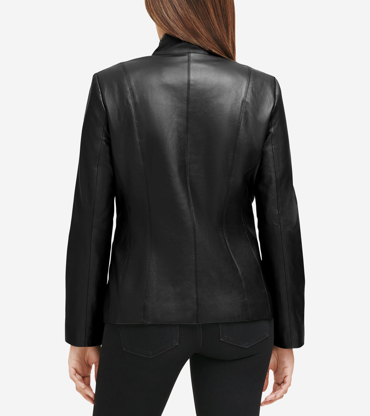 Women's Wing Collar Leather Jacket in Black | Cole Haan