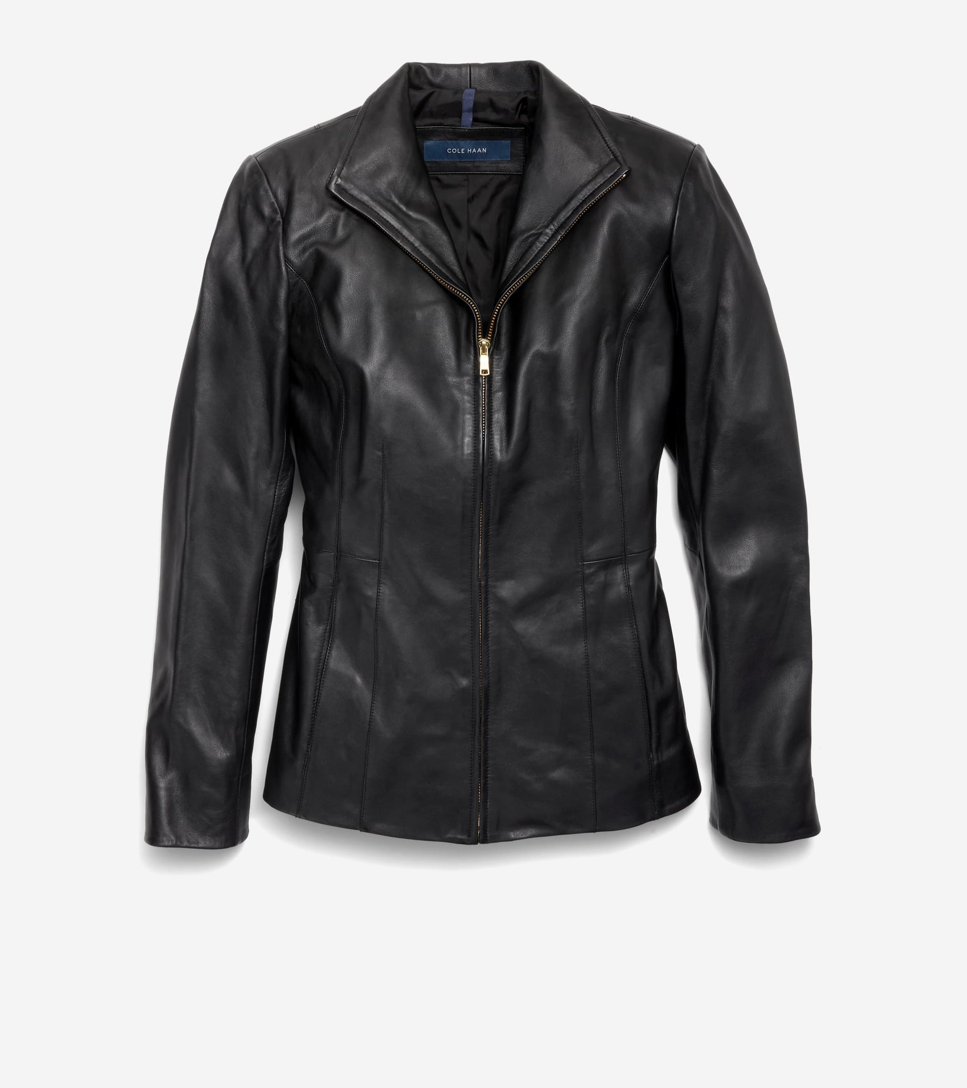 Women's Wing Collar Leather Jacket in Black | Cole Haan