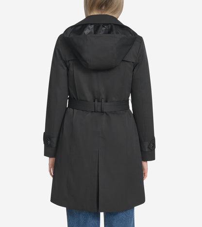 Women's Insulated Twill Trench Coat in Black | Cole Haan