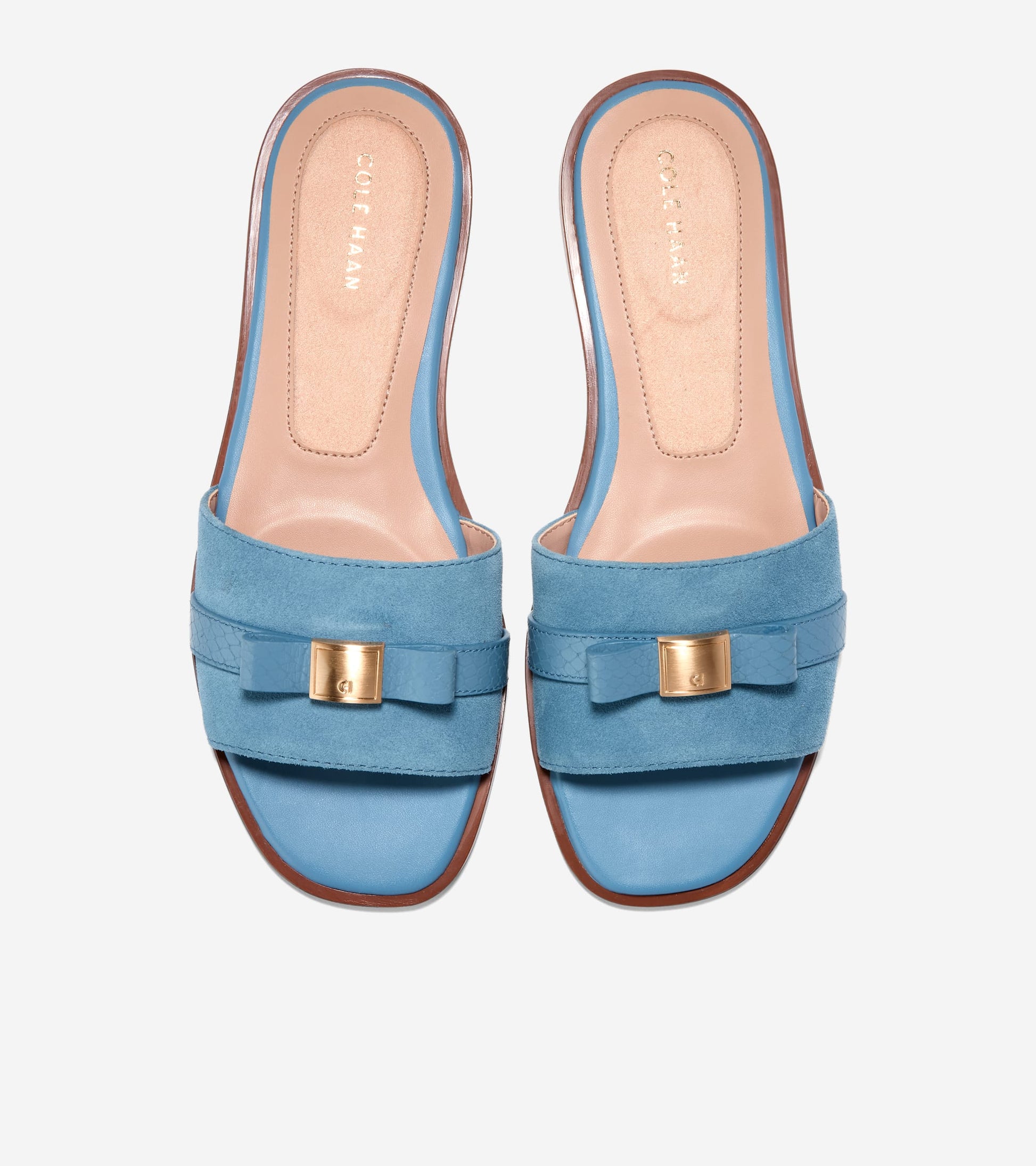 Women's Go-To Emalia Bow Slide Sandals in Blue | Cole Haan