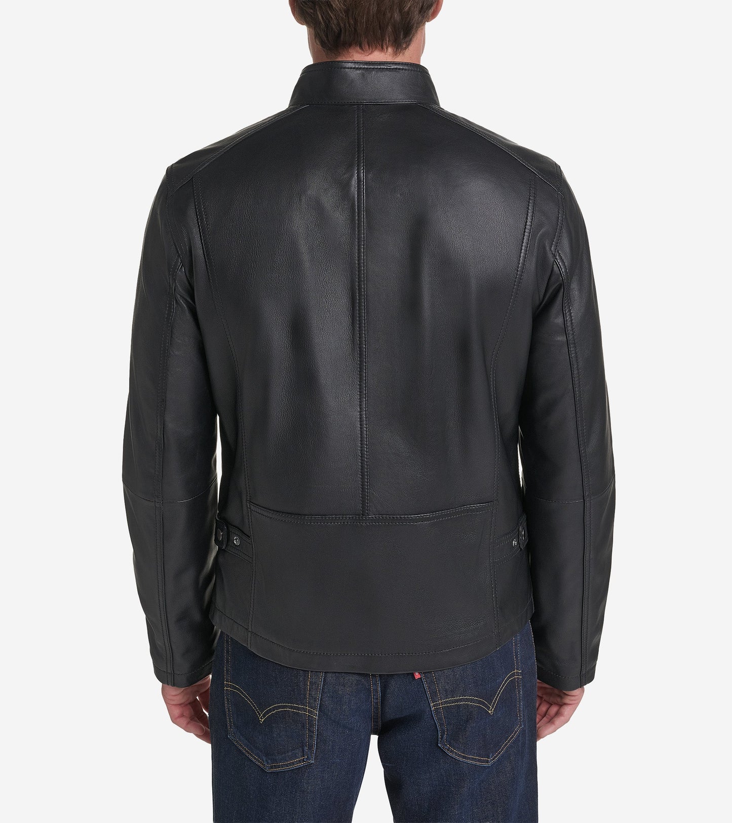 Men's Smooth Leather Racer Jacket in Black | Cole Haan