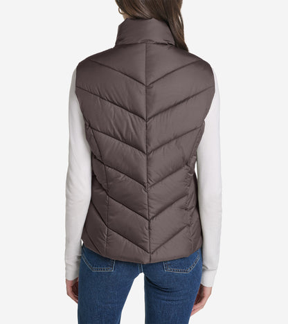 Women's Chevron Zip Front Vest in Brown | Cole Haan