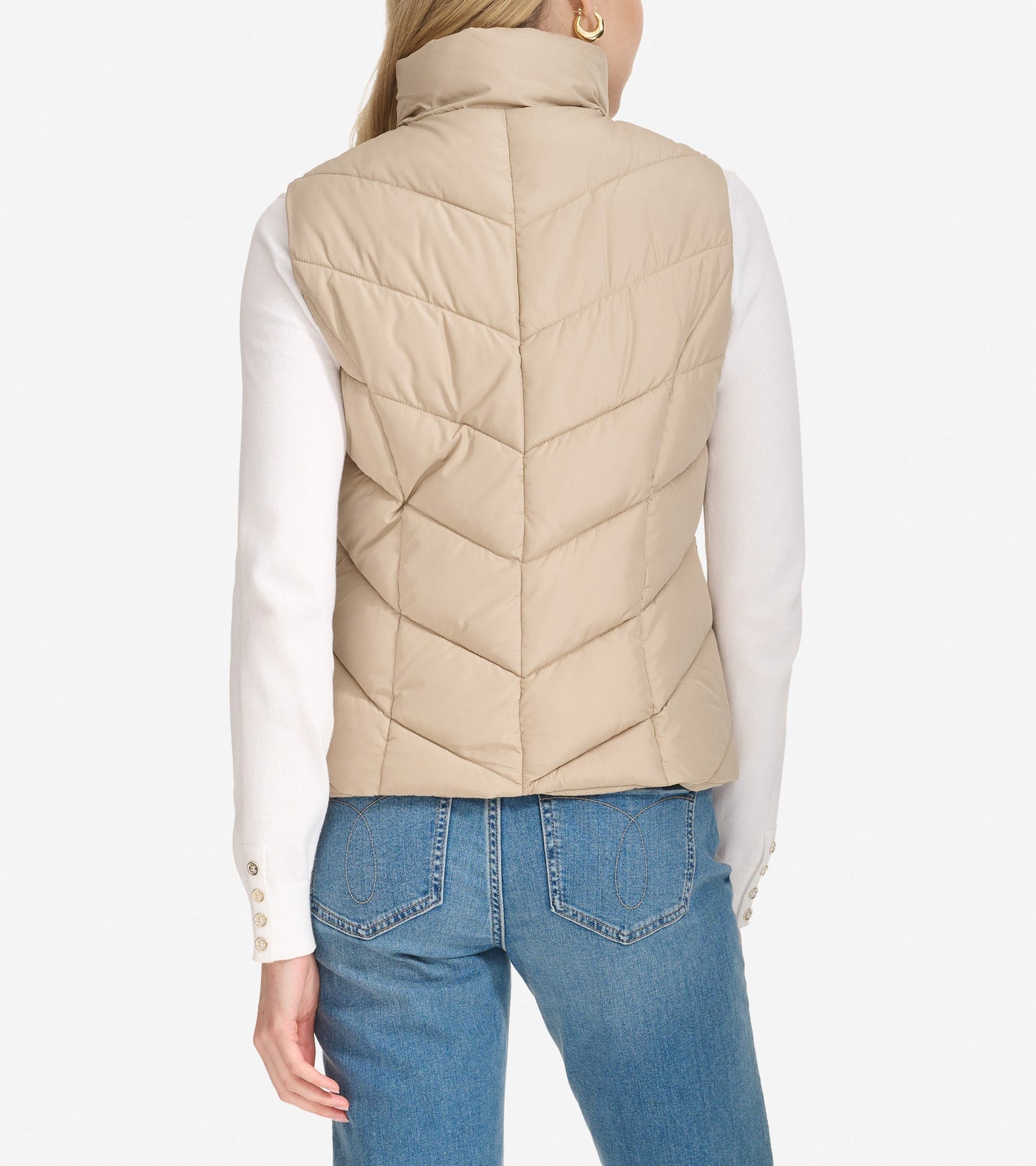 Women's Chevron Zip Front Vest in Beige | Cole Haan
